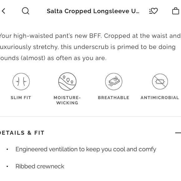 Women's Figs Salta Cropped Longsleeve Underscrub in Surgical Green - Picture 7 of 8